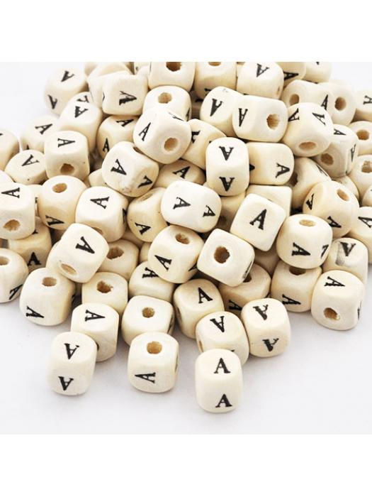 Wood bead alphabet natural A