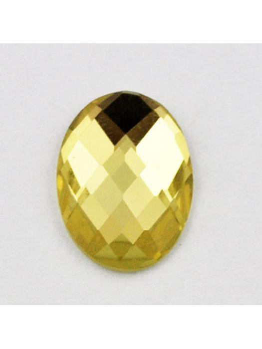 Kaboszon szklany fasetowany 18 x 13 mm jasnożółty