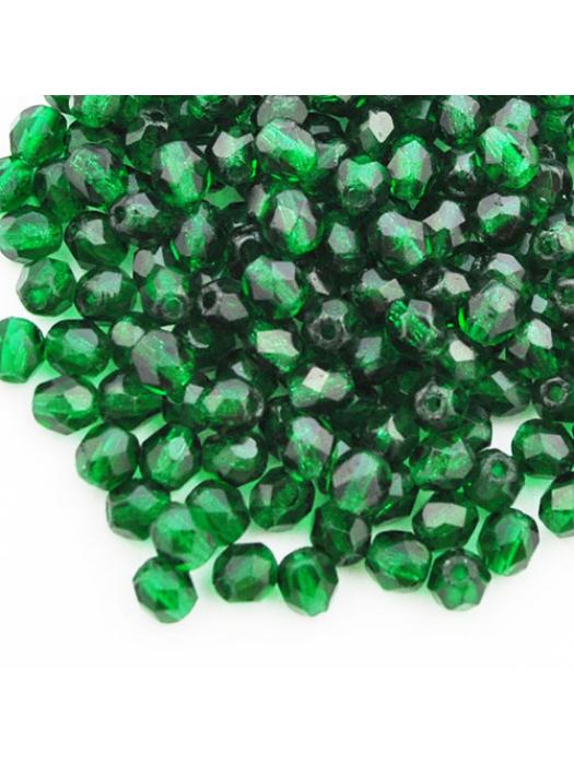 Koraliki czeskie Fire Polished 4 mm Dk Emerald 50740 10 szt.