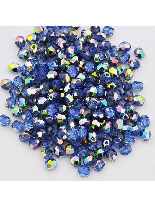 Koraliki czeskie Fire Polished 4 mm Sapphire - Vitral 10 szt.