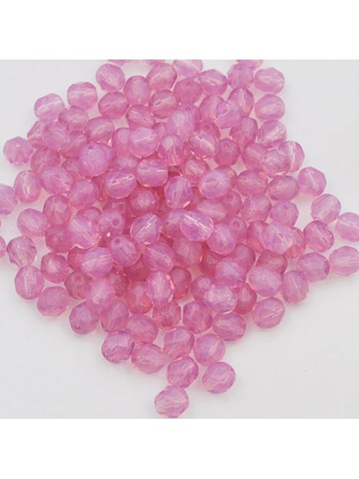 Koraliki czeskie Fire Polished Milky Pink 6 mm 10 szt.