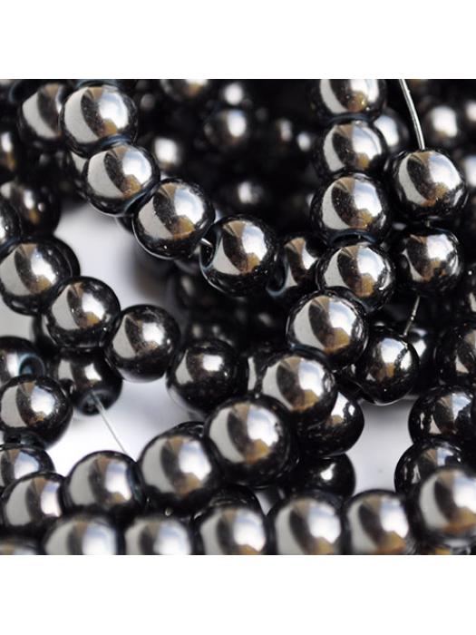 Glass bead 6 mm 10 pcs black