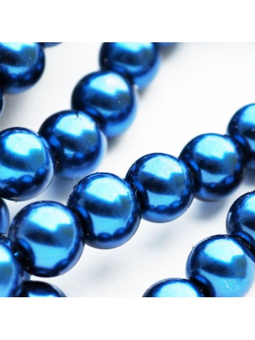Glass bead 8 mm 10 pcs navy blue