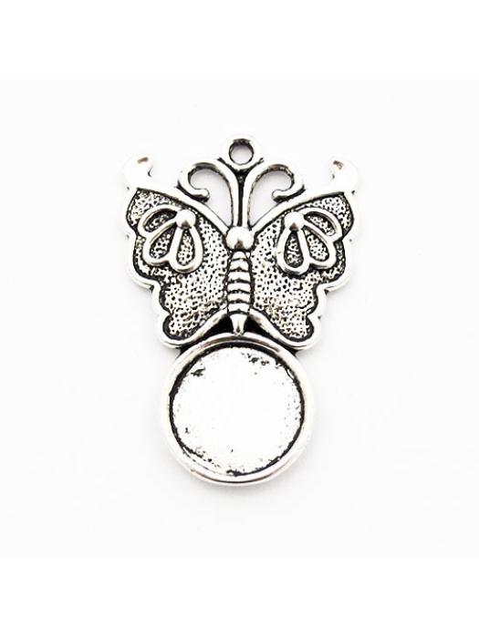 Cabochon Setting silver 12 mm butterfly