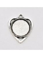 Cabochon Setting silver 18 mm heart