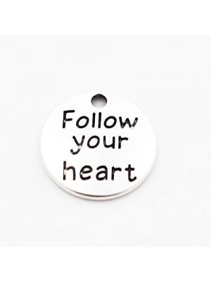 Zawieszka srebrna follow your heart 20 mm Zawieszka srebrna follow your heart 20 mm