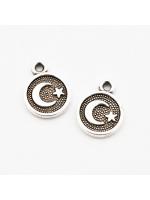 Pendant siver moon and star 12 mm