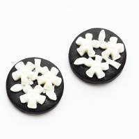Kaboszon 14 mm kwiatki czarny