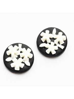 Kaboszon 14 mm kwiatki czarny Kaboszon 14 mm kwiatki czarny