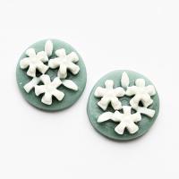 Kaboszon 14 mm kwiatki szary