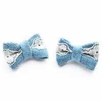 Kokardka jeansowa z koronką