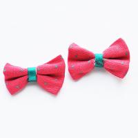 Kokardka różowa w zielone groszki