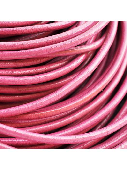 Leather cord pink 3 mm